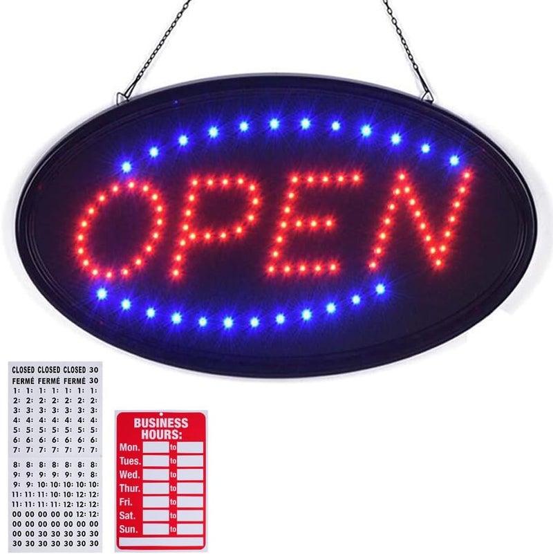 KEBE LED Open Sign, 23" x 14" Large High Visibility Advertisement Board Bright Electric Display Sign Flashing Light for Walls Business Window Bar Shop Hotel - Image 1